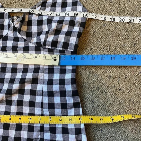 H&M Gingham Midi Dress Halter Tie Neck BlackWhite Cottagecore Beach Vacation Sz8 - Picture 2 of 11
